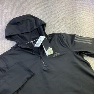 Adidas Mens Own The Run 1/2 Zip Hoodie Black ClimaWarm Slim Fit Size Small NWT